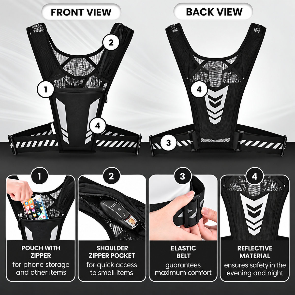 CROSIAX AeroRun™️ Multi-Pocket Reflective Vest