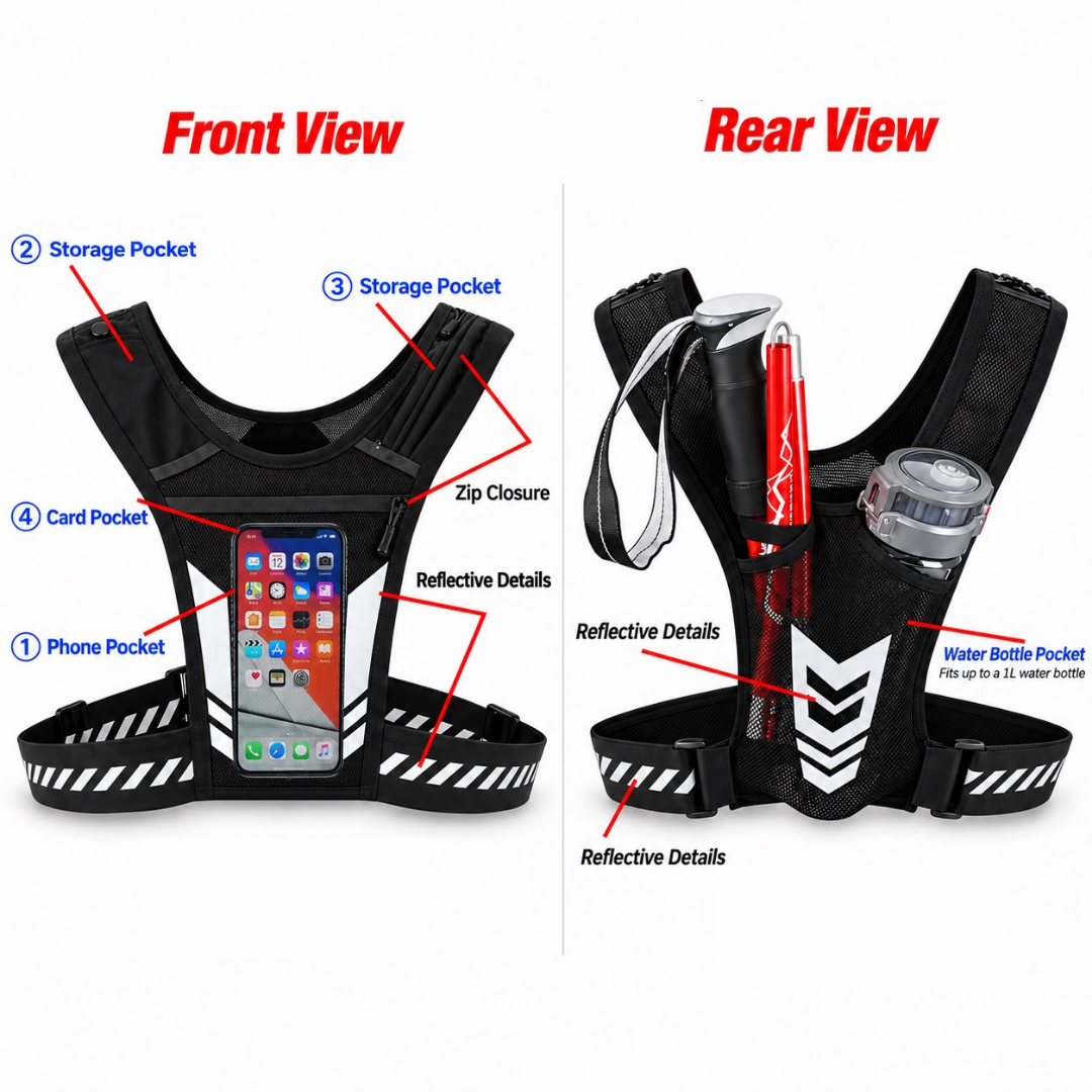 CROSIAX AeroRun™️ Multi-Pocket Reflective Vest